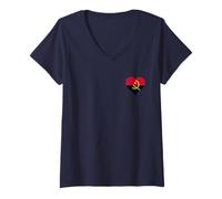 Women's Small Angola Flag for Proud Angolan Pride Heritage Roots V-Neck T-Shirt