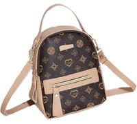 Women's Small Backpack, PU Leather Backpack Mini Backpack Fashion Travel Shoulder Bag Casual Backpack Convertible 3 Ways to Carry with Detachable Straps for School Work, Beige-brown, One size