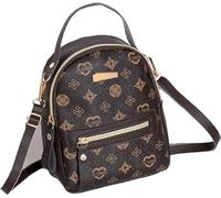 Women's Small Backpack, PU Leather Backpack Mini Backpack Fashion Travel Shoulder Bag Casual Backpack Convertible 3 Ways to Carry with Detachable Straps for School Work, brown, One size