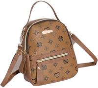 Women's Small Backpack, PU Leather Backpack Mini Backpack Fashion Travel Shoulder Bag Casual Backpack Convertible 3 Ways to Carry with Detachable Straps for School Work, beige, One size