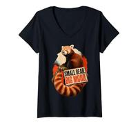 Women's Small Bear Big Mood Funny Red Panda V-Neck T-Shirt