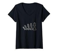 Women's Small Chess Pieces in Motion V-Neck T-Shirt