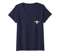 Womens Small Cornwall Flag on St Piran's Day for Cornish Pride V-Neck T-Shirt