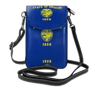 Women's Small Crossbody Cell Phone Bag, Leather Flap Bag Oregon State Flag Printed