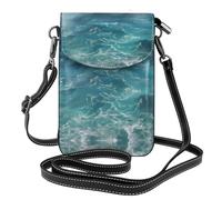 Women's Small Crossbody Cell Phone Bag, Leather Flap Bag The Deep Ocean Printed