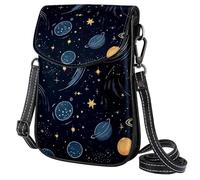 Women's Small Crossbody Phone Bag Lightweight Travel Pouch Shoulder Bag with Adjustable Shoulder Strap - Cute Night Sky Planets Comets