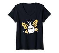Womens Small Fireflies Cute Fairy Minimalist Simple Firefly V-Neck T-Shirt