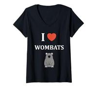 Womens Small Funny Wombat Minimalist Animals Simple i Love Wombats V-Neck T-Shirt