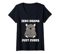 Womens Small Funny Wombats Animals Zero Drama just Cubes Wombat V-Neck T-Shirt