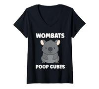 Womens Small Funny Wombats Animals Zero Poop Cubes Wombat V-Neck T-Shirt