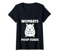 Womens Small Funny Wombats Animals Zero Poop Cubes Wombat V-Neck T-Shirt