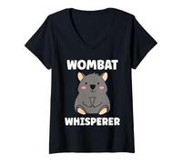 Womens Small Funny Wombats Minimalist Animals Whisperer Wombat V-Neck T-Shirt