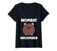 Womens Small Funny Wombats Minimalist Animals Whisperer Wombat V-Neck T-Shirt