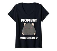 Womens Small Funny Wombats Minimalist Animals Whisperer Wombat V-Neck T-Shirt