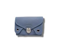 Women's Small Genuine Leather Coin Purse with 4 Compartments for Debit Card, Coin, Banknotes, Sky blue, 10.5 x8 cm x3cm, compact purse