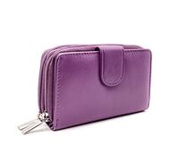 Women's Small Genuine Leather Coin Purse Zipper Coin Pocket Key Purse, Viola, 14x10 cm, Modern