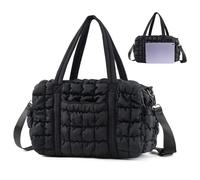 Womens Small Gym Bag 13 Inch, Carry On Puffer Tote Bag for Travel Overnight Weekender Workout Camping Hospital Airplanes, Dance Sports Cheer Ballet Quilted Duffle Bags Gym Accessories Gifts for Women
