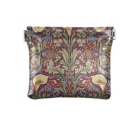 Women's Small Leather Coin Purse Calla Lily Red Blue William Morris