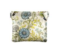 Women's Small Leather Coin Purse Kingfisher Daisy Flower Blue Yellow Portable Makeup Bag Change Purse for Ladies monedas para carro