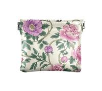 Women's Small Leather Coin Purse Vintage Pink Flowers Green Leaves William Morris Style Convenient Card Key pouching Organizers for Men Women Travel para mujer pequeno