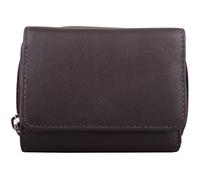 Womens Small Leather Zip Round Tri-Fold Money/Coin/Credit Card Holder/Purse - Dark Brown