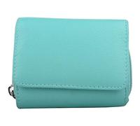 Womens Small Leather Zip Round Tri-Fold Money/Coin/Credit Card Holder/Purse - Turquoise
