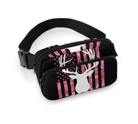 Women's Small Pack, Portable Belt Bag, Fashion Dress Decor Waist Bag with Adjustable Strap American Flag Camo Funny Deer Hunting Pink Camouflage