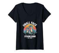 Women's Small Pack Strong Bond Dinosaur Family Est 2027 V-Neck T-Shirt
