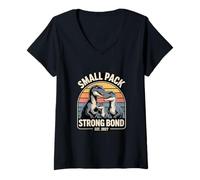 Women's Small Pack Strong Bond Dinosaur Family Est 2027 V-Neck T-Shirt
