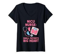 Women's Small Patient Nursing Neonatal Intensive Care Nicu V-Neck T-Shirt