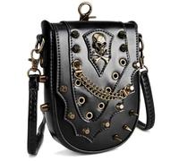 Women's Small Punk Crossbody Bag Leather Skull Shoulder Bags Phone Purse With Adjustable Strap For Fashionable Outfits Women's Fashion Crossbody