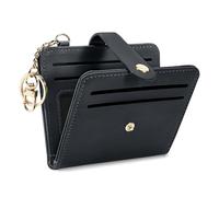 Women's Small RFID Shield Leather Mini Wallet for Women, Card Holder with Key Ring, Window with ID, Card Wallet Women, Mini Card Wallet with Coin Compartment, Zip, black, SS-NSXQB, Casual
