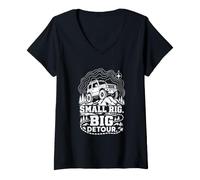 Women's Small Rig Big Detour Funny Compact 4x4 Off Road Design V-Neck T-Shirt