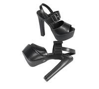 Women's Small Size 35-41 Black Peep Toe Platform Sandals, Non-Slip Jazz Dance Shoes for Date Night, Bridal Party,Black,6.5 UK