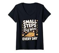 Women's Small Steps Big Wins Every Day Special Ed V-Neck T-Shirt
