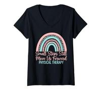 Womens Small Steps Still Move Us Forward Physical Therapy Pediatric V-Neck T-Shirt