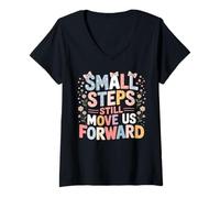 Womens Small Steps Still Move Us Forward Physical Therapy Pediatric V-Neck T-Shirt