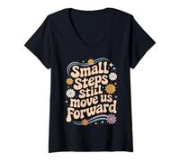 Womens Small Steps Still Move Us Forward Physical Therapy Pediatric V-Neck T-Shirt