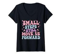 Womens Small Steps Still Move Us Forward Physical Therapy Pediatric V-Neck T-Shirt