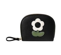 Womens Small Three Bifold Leather Wallets Ladies With Card Slots Id Window Purse Bag 10 plus Case Wallet (Black, One Size)