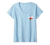 Womens Small Vintage England Wales Flag for English Welsh Pride V-Neck T-Shirt