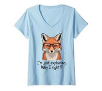 Women's Smart Fox Explaining Why I Right Witty Animal V-Neck T-Shirt