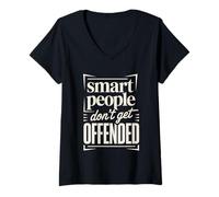 Womens Smart People Don't Get Offended Intelligence V-Neck T-Shirt