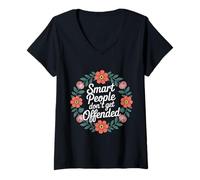 Womens Smart People Don't Get Offended Intelligence - V-Neck T-Shirt