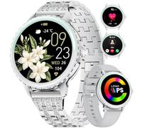 Women's Smart Watch with Bluetooth Calling, 1.27 Inch HD Messages Notifica for Android iOS, Round Smartwatch, Heart Rate, Sleep Monitor, 100+ Sport Mode, 160+Dials, 300 mAh, 2 Wristbands
