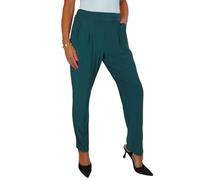 Women's Smart Work Trousers Ladies Soft Stretch Elasticated Waist Lightweight Pull On Trouser High Waist Bottle Green 10-20 (18)