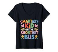 Womens Smartest Kid On The Shortest Bus - V-Neck T-Shirt