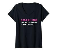 Womens Smashing The Patriarchy Is My Cardio Patriarchy Feminist V-Neck T-Shirt
