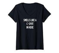 Womens Smells like a C-Spot in here - funny gifts for women and men V-Neck T-Shirt