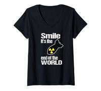 Womens Smile, it's the end of the world V-Neck T-Shirt
